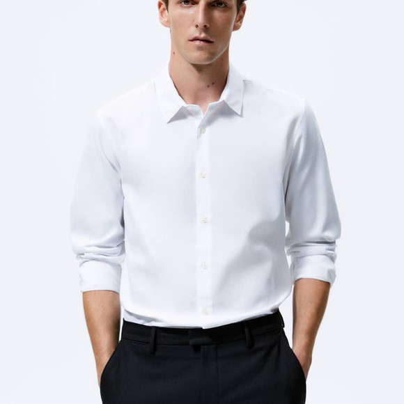 Zara Other - Zara Man White Super Slim Fit Easy Care Textured Shirt Size M